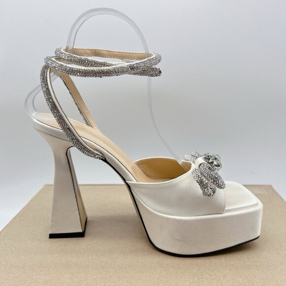 Mach & Mach Wedding Platform Double Bow 140 Silk Ankle-Strap Sandals EU 39 US 9 - Picture 10 of 13